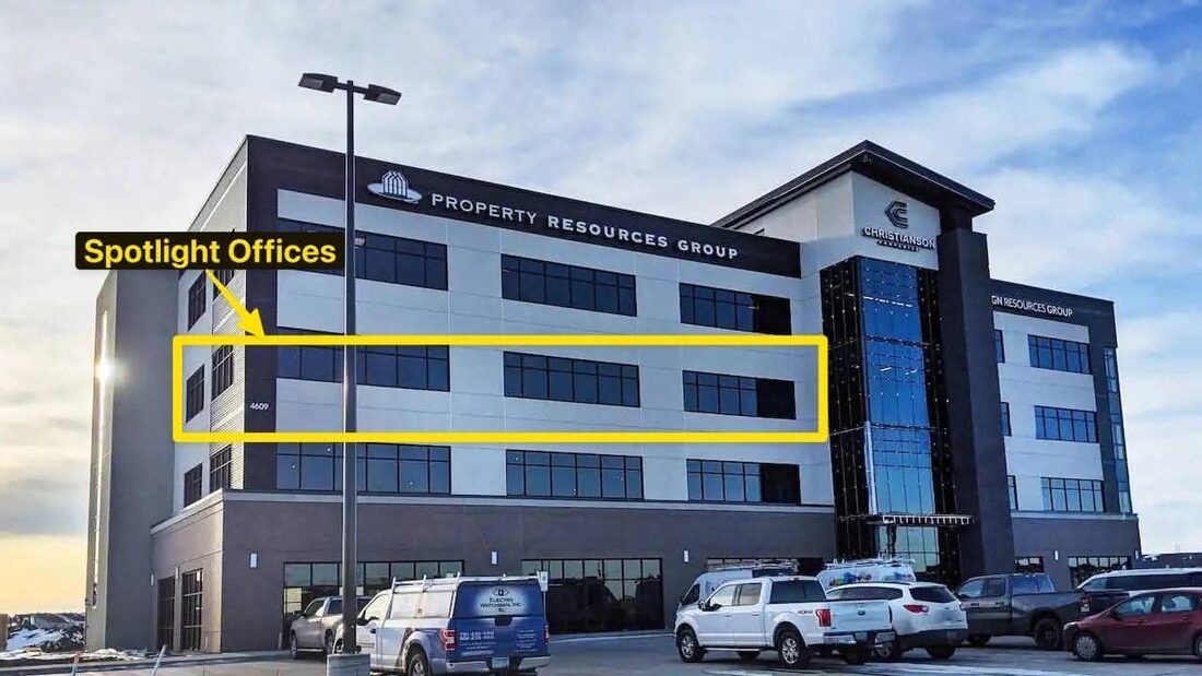 Exterior of the building at 4609 33rd Ave S in south Fargo, North Dakota, home to the Spotlight Media and Fargo INC! offices
