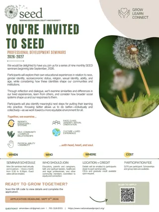 SEED program seeks community organizers, educators, social service providers to become SEED leaders