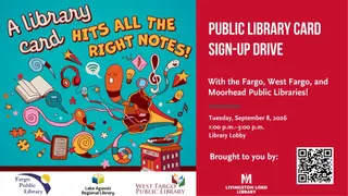 Fargo, West Fargo, and Moorhead Public Libraries to host card sign-up drive at MSUM on September 8