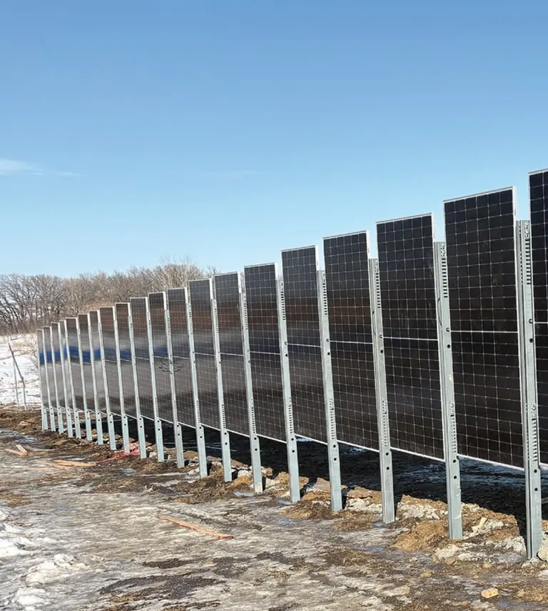 A ground-mounted solar array installed by Holsen Solar.