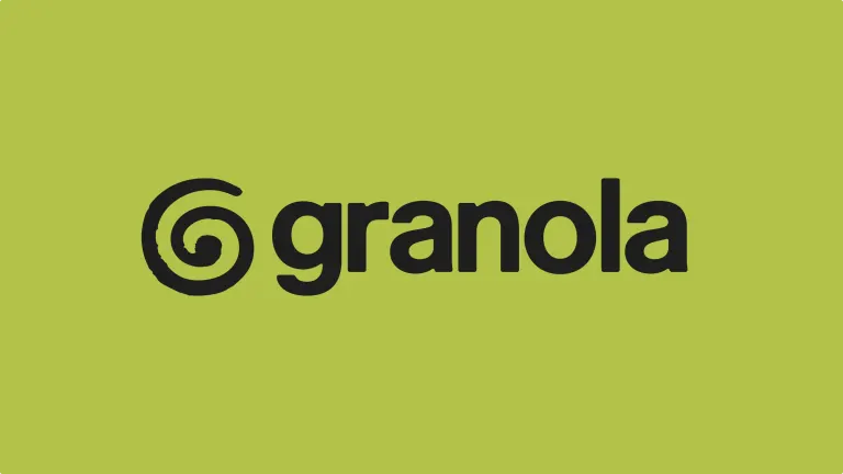 Granola logo on lime green background with black wordmark.