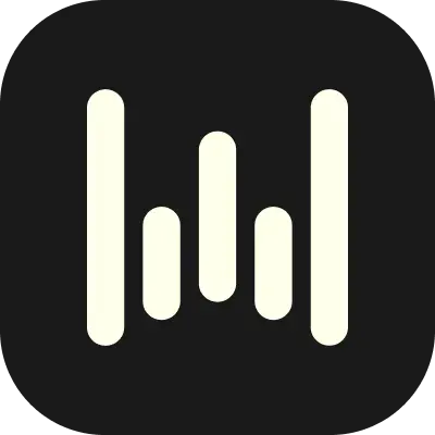 Several vertical cream bars of varying heights on a black square background.