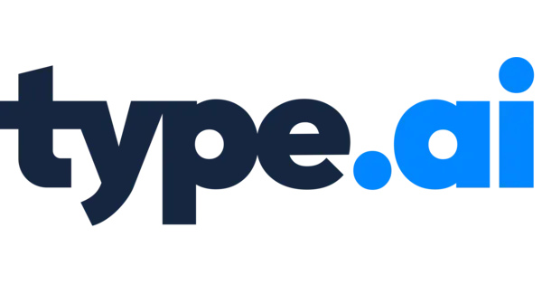 Typography magazine logo with dark blue "type" and bright blue ".ai" on black background.