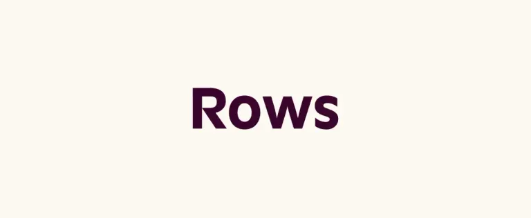 Rows logo in bold dark purple on light beige background.