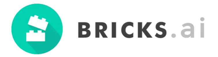 Bricks.ai logo: turquoise circle with black brick icon and "BRICKS.ai" gray text on black background.