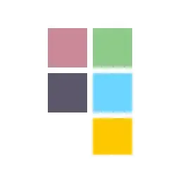 Magazine page with six colored blocks: pink, green, lavender, blue, dark gray, and yellow.
