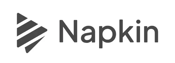 Napkin magazine logo with triangular striped icon to the left and wordmark “Napkin” to the right.