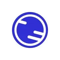 Blue circular logo with two white diagonal lines crossing the interior.