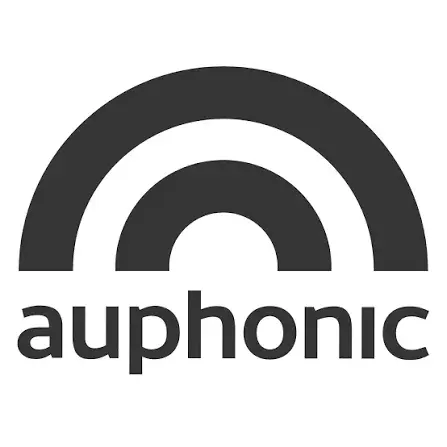 Auphonic logo with a large black semicircular arc above the brand name “auphonic.”