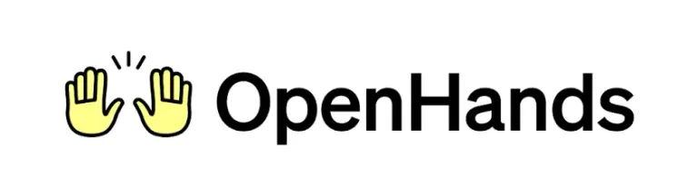 OpenHands logo with two raised hands emoji next to the bold "OpenHands" text.