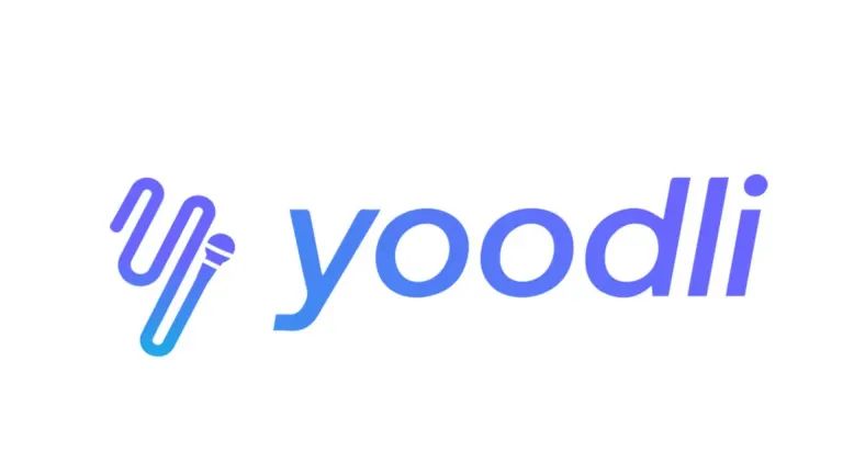 Yoodli logo with a gradient blue icon resembling a stylized microphone next to the brand name.