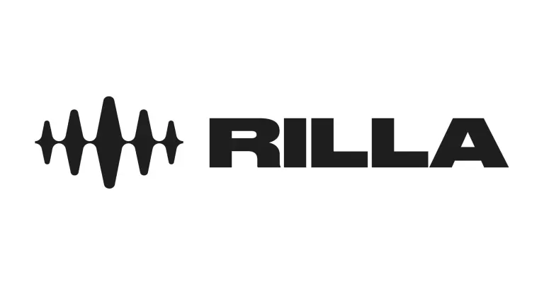 RILLA logo with wavy sound-wave icon to the left and bold "RILLA" text to the right.