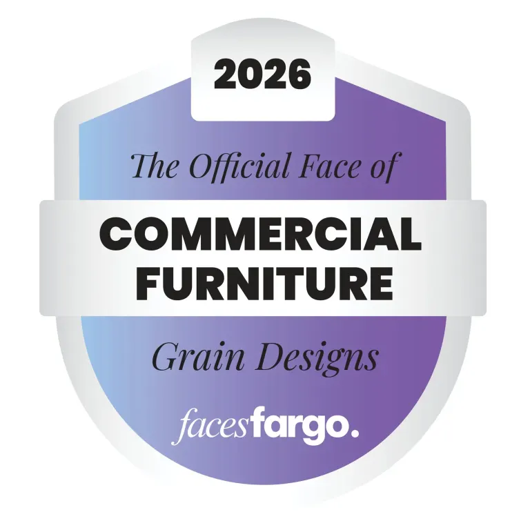 Faces Fargo 2026 Official Face of Commercial Furniture badge for Grain Designs