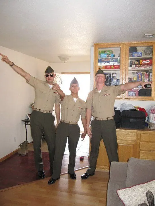 Jeremy (left) with his fellow marines