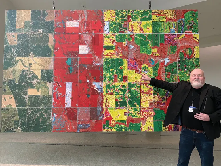 Lanny’s commissioned work of the North Dakota landscape from space, hanging in New York’s Guggenheim Museum in 2020 for “The Countryside Exhibition."