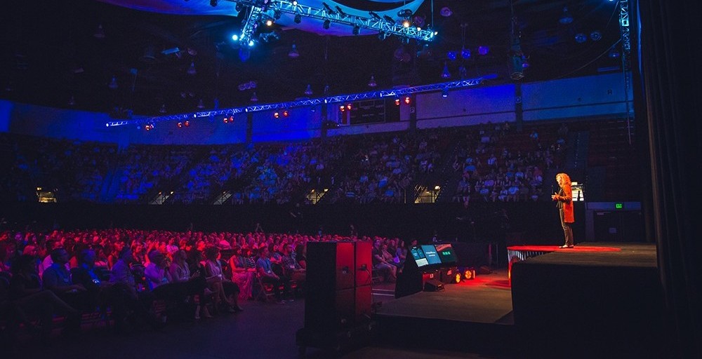 TEDxFargo 2016 Speaker Chery Heller CommonWise speaks to crowd