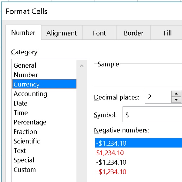 Excel Format Cells