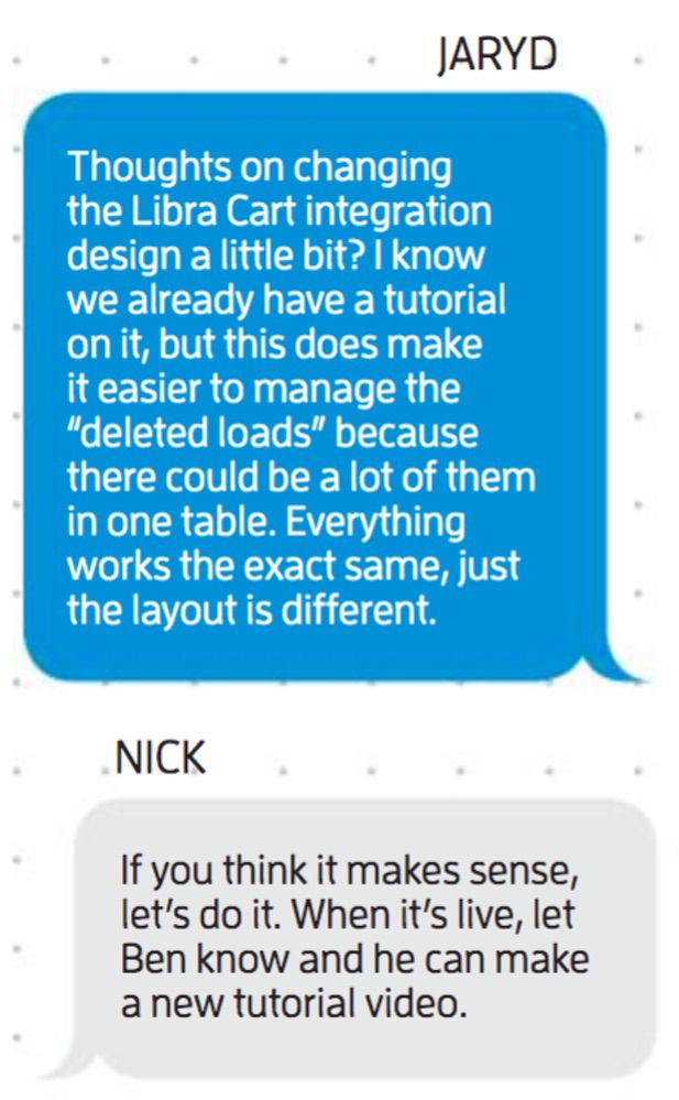 Jaryd and Nick Text exchange.
