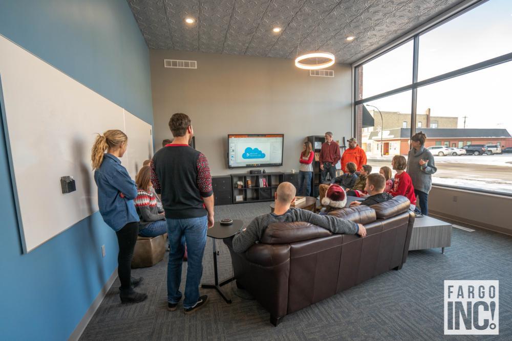Every Friday, Stoneridge Software has an in-person meeting in the companies lounge area. 