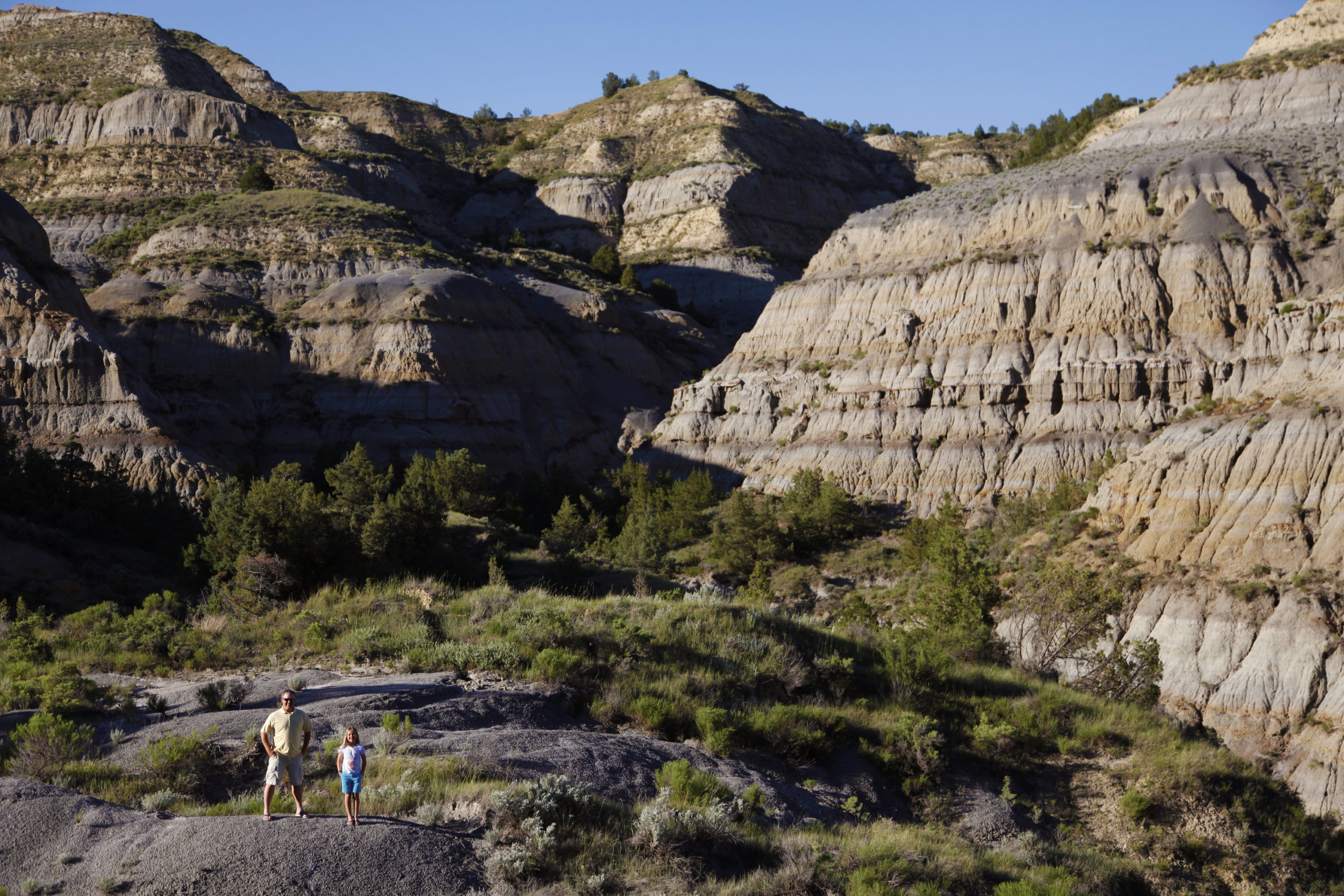 Hiking in the North Unit of Theodore Roosevelt National Park near Watford City. Credit North Dakota Tourism