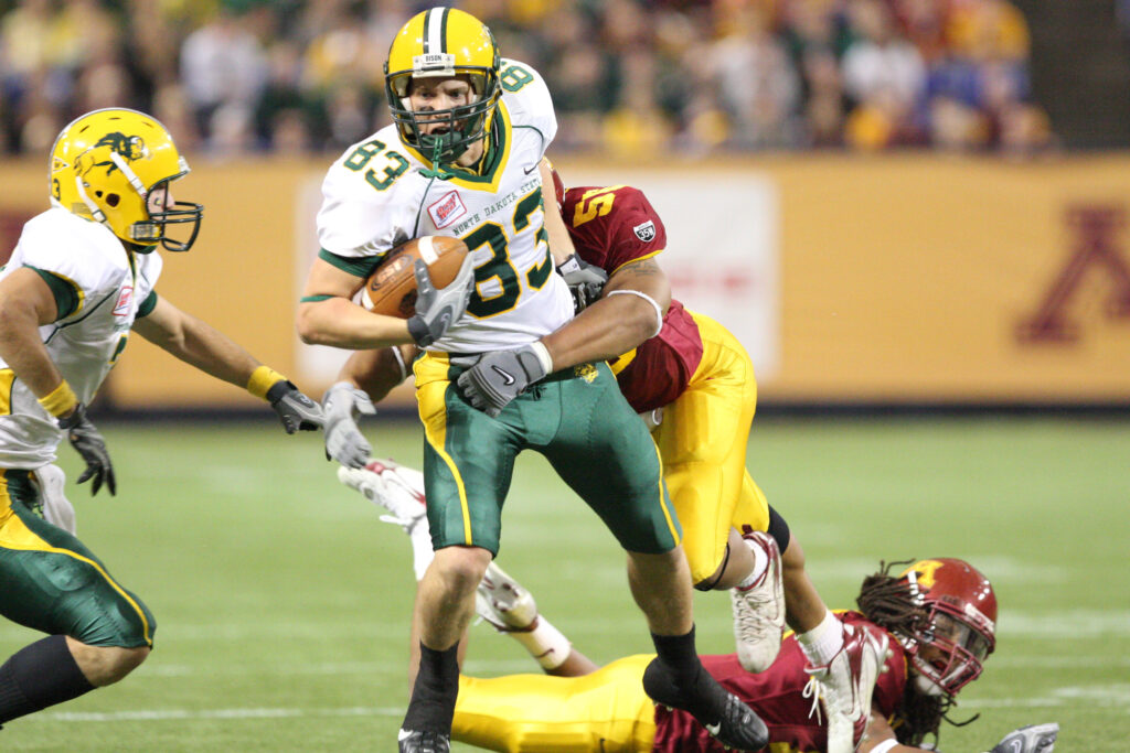 Alex Belquist playing for NDSU football